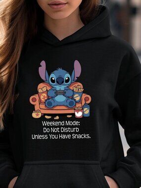 Stitch Weekend Mode HOODIE Graphic Sweatshirt Funny Cartoon Animal Lazy Day